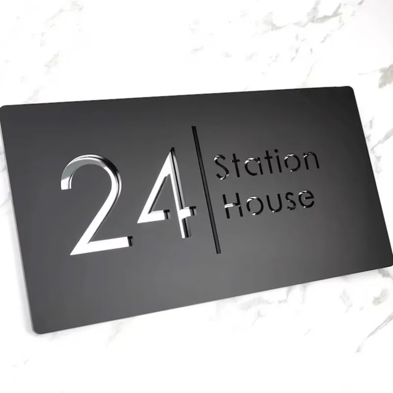 Custom Laser-Cut Acrylic Sign, Nordic 3D Floating Door Sign, Modern House Sign, Exterior Address, 2D Flat Name