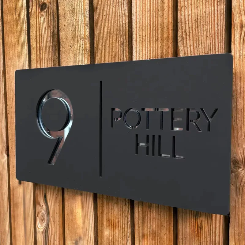 Custom Laser-Cut Acrylic Sign, Nordic 3D Floating Door Sign, Modern House Sign, Exterior Address, 2D Flat Name