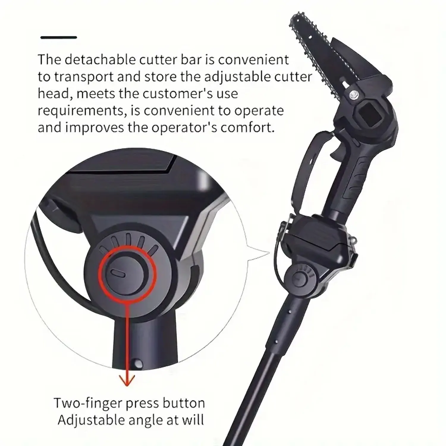 21V Cordless Pole Saw, 6 Inch 2-in-1 Electric Mini Chainsaw with 4Pcs Extension Rod, 5 Adjustable Angles, Handheld Tree Trimmer for Branch Pruning Garden Cutting