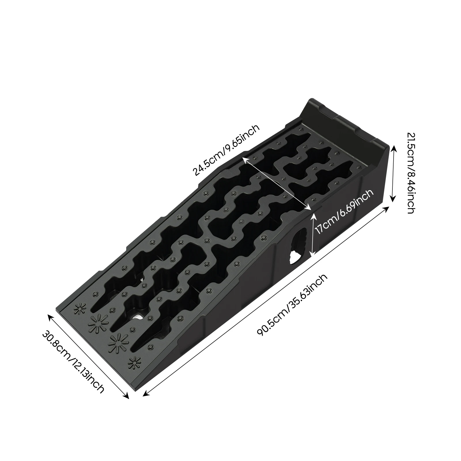 Set of 2 Access Ramps, for Heavy Loads, Polypropylene, Non-slip, for Cars& Vehicles Maintenance Assistance, 90.8 X 30.8 X 22 Cm