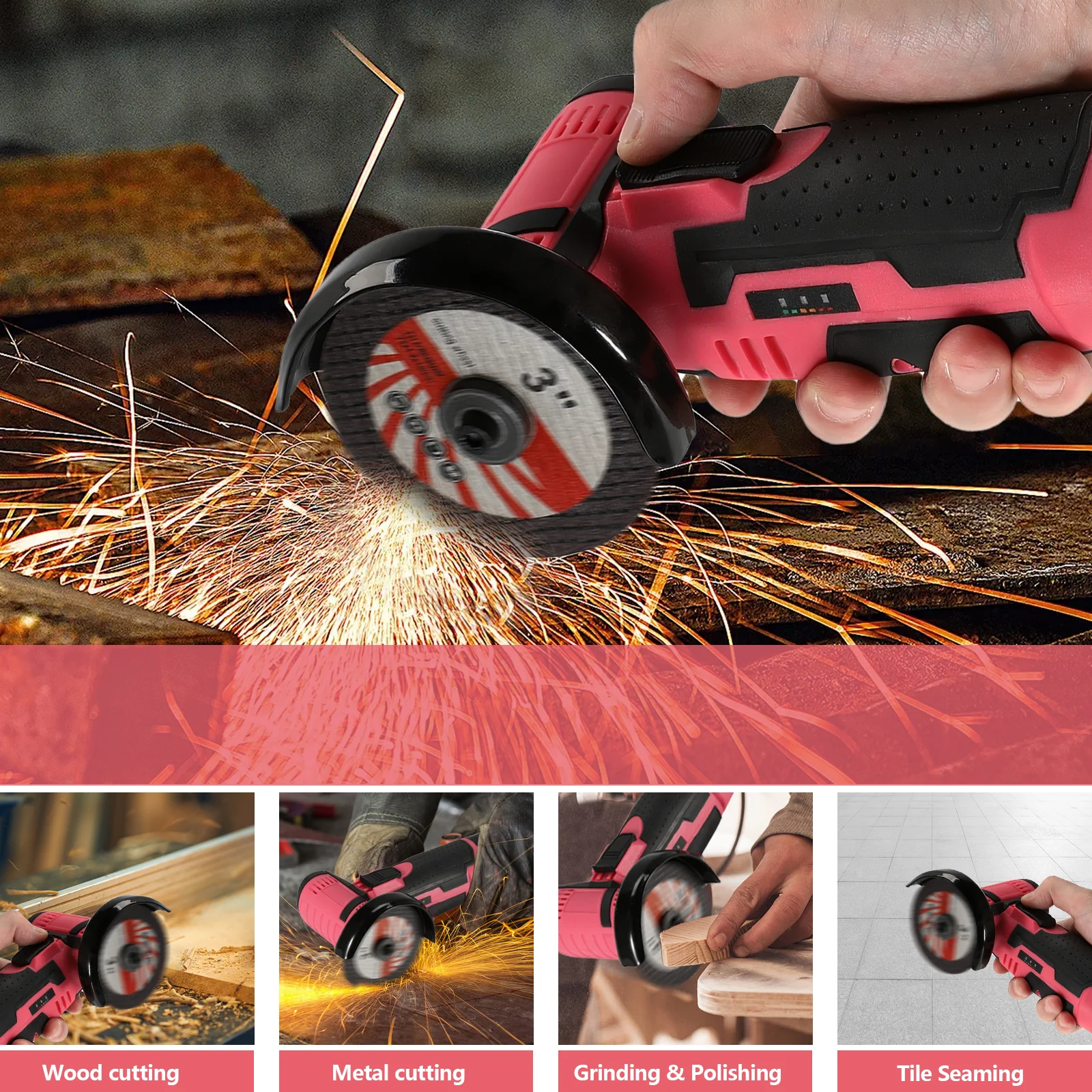 TKKEACE 12V Mini 3 Inch Brushless Electric Angle Grinder Micro Lithium-ion Polisher Diamond Cutting Grinding Machine Men Gift