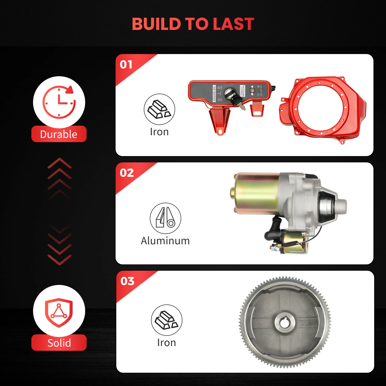 Flywheel Starter Motor Kit 12V Flywheel Starter Motor Direct Replacement for GX160 GX200 Easy Engine Upgrade & Ignition