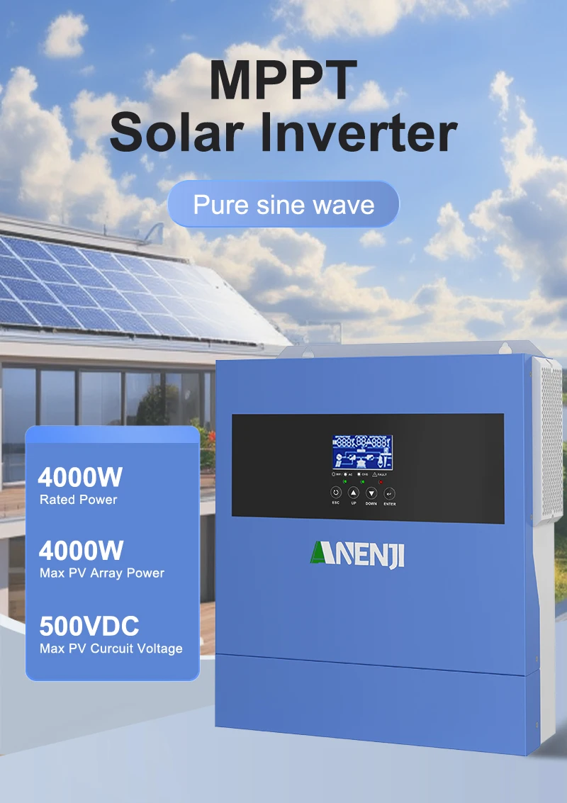 4KW Solar Inverter Hybrid 230VAC Off Grid Pure Sine Wave 500VDC 100A Solar Controller With WIFI Support BMS