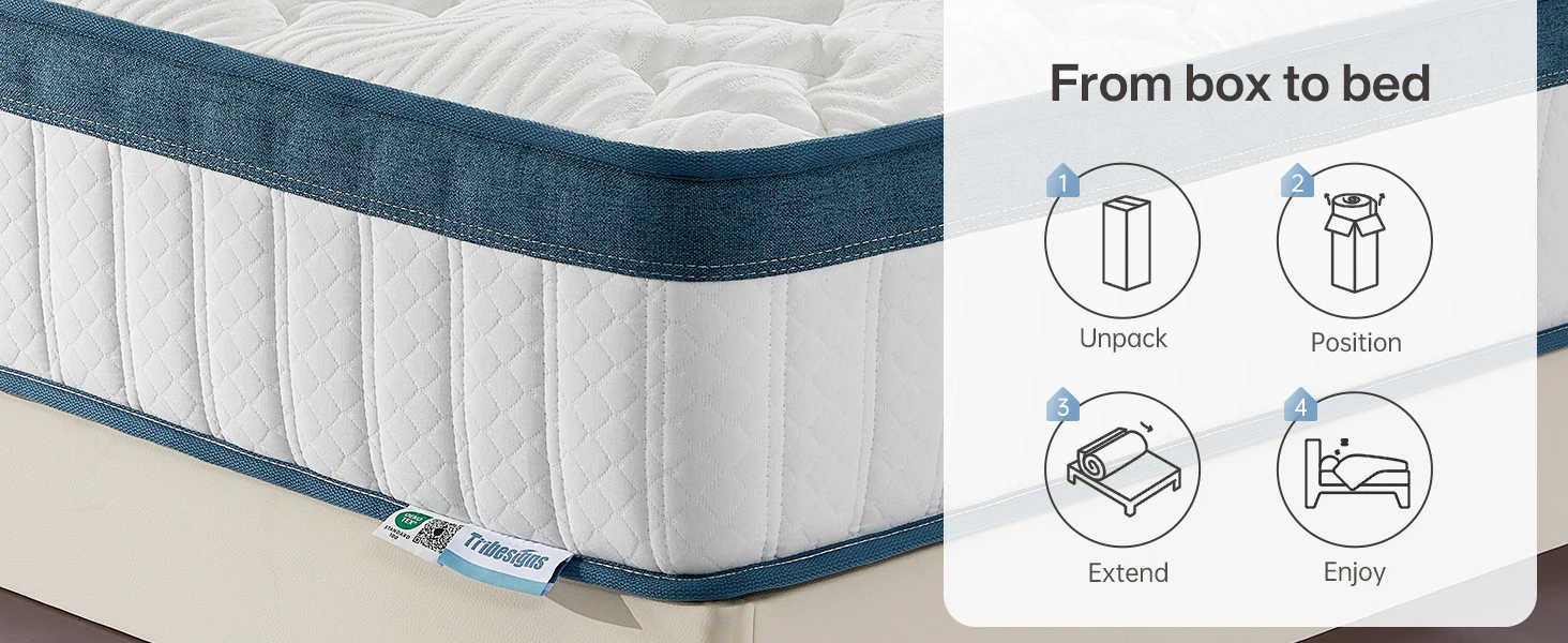 Tribesigns Mattress 90x200x25cm, 7-Zone Pocket Spring Mattress H3 Medium, Orthopedic Spring Mattress with Gel Memory Foam