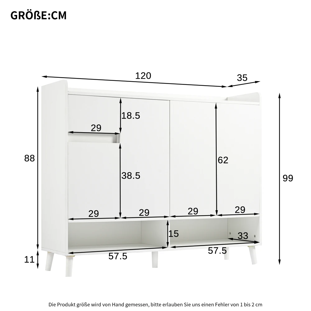 Closet Sideboard Shoe Wardrobe with Adjustable Folding Minimalist Design and Solid Wood Legs Organizer