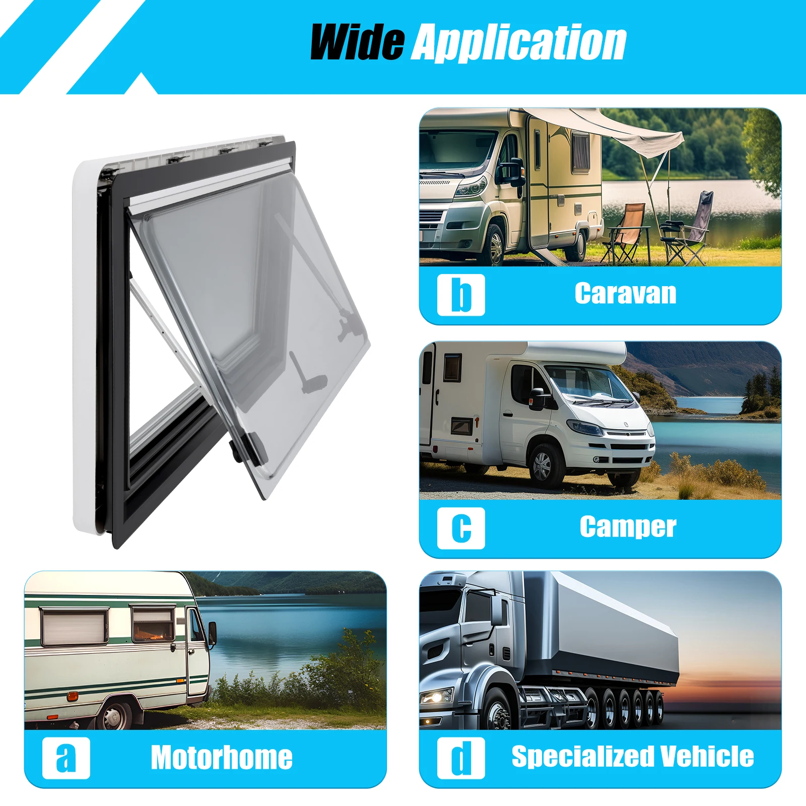 Double-layered Acrylic RV Extrapolated Ventilation Window Multi-angle RV Window for Motorhomes Caravans Campers Trailer 