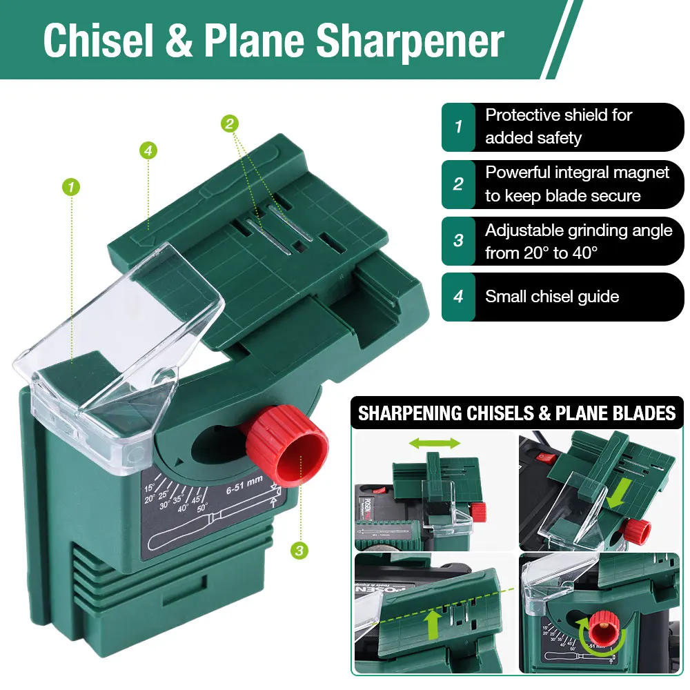 POSENPROElectric Multifunction Sharpener 65W Knife Sharpener Twist Drill HSS Drill Scissor Chisel 3in1 Grinding Tool