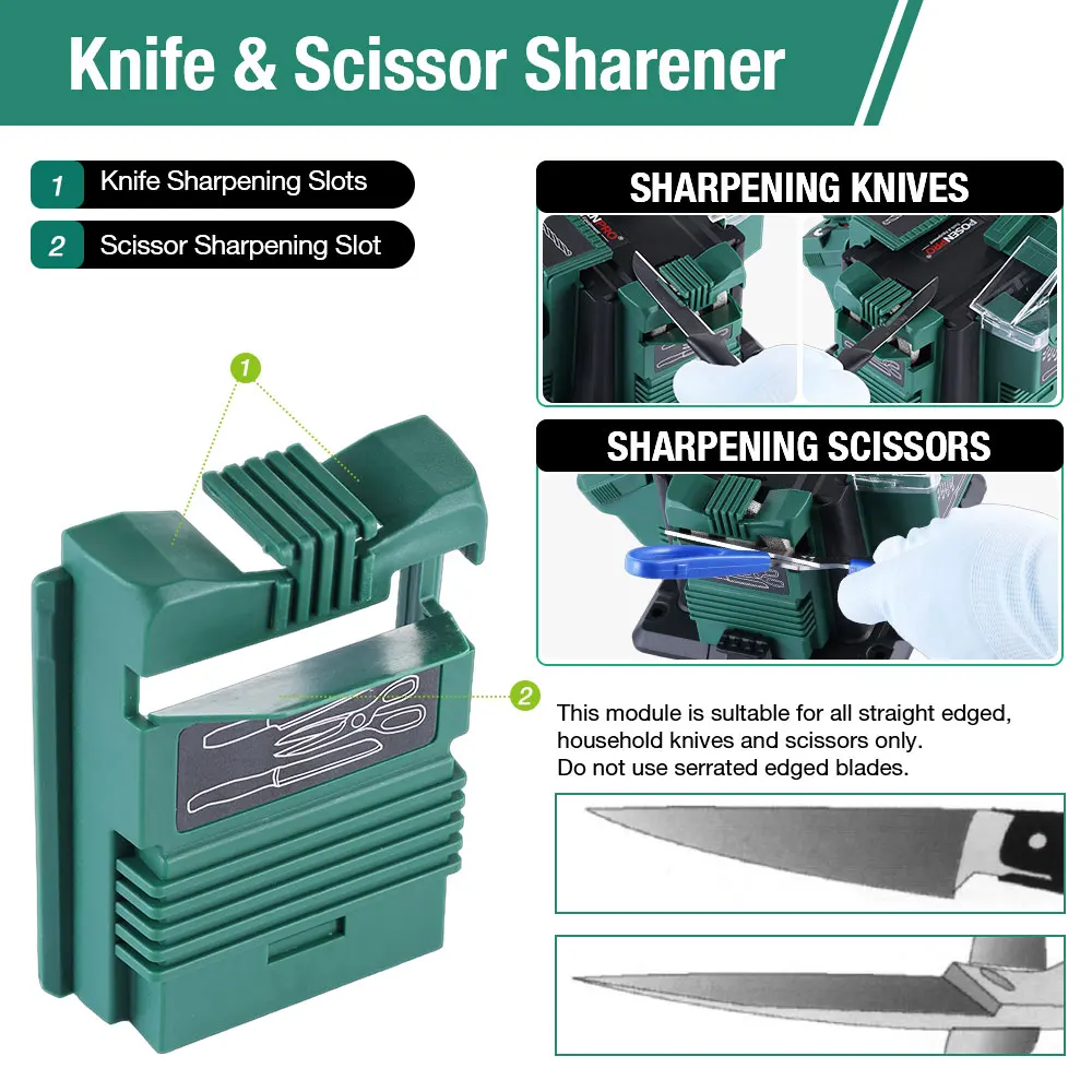 POSENPROElectric Multifunction Sharpener 65W Knife Sharpener Twist Drill HSS Drill Scissor Chisel 3in1 Grinding Tool