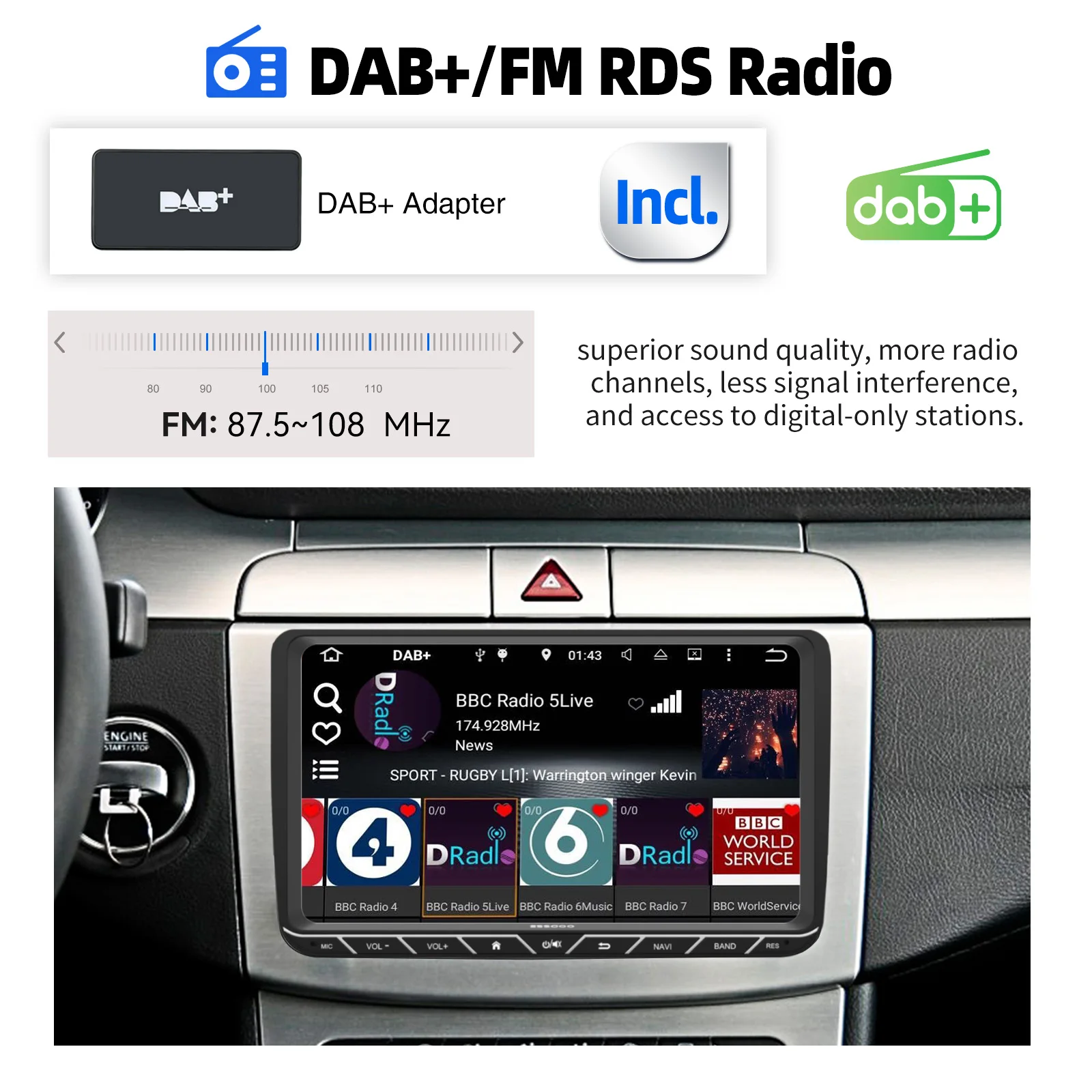 ESSGOO Android 15 Wireless Carplay Car Multimedia Player Car Radio For Volkswagen Skoda Octavia golf 5 touran passat polo Jetta
