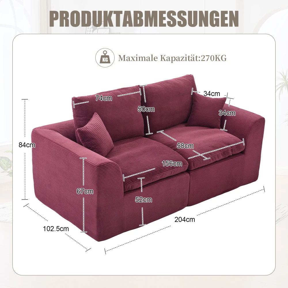 Modern Minimalist Fabric Sofa,soft and Comfortable, Equipped with Pillows, Nordic Style, Suitable for Living Room and Bedroom