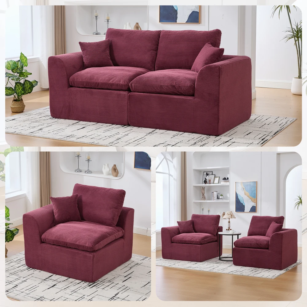 Modern Minimalist Fabric Sofa,soft and Comfortable, Equipped with Pillows, Nordic Style, Suitable for Living Room and Bedroom