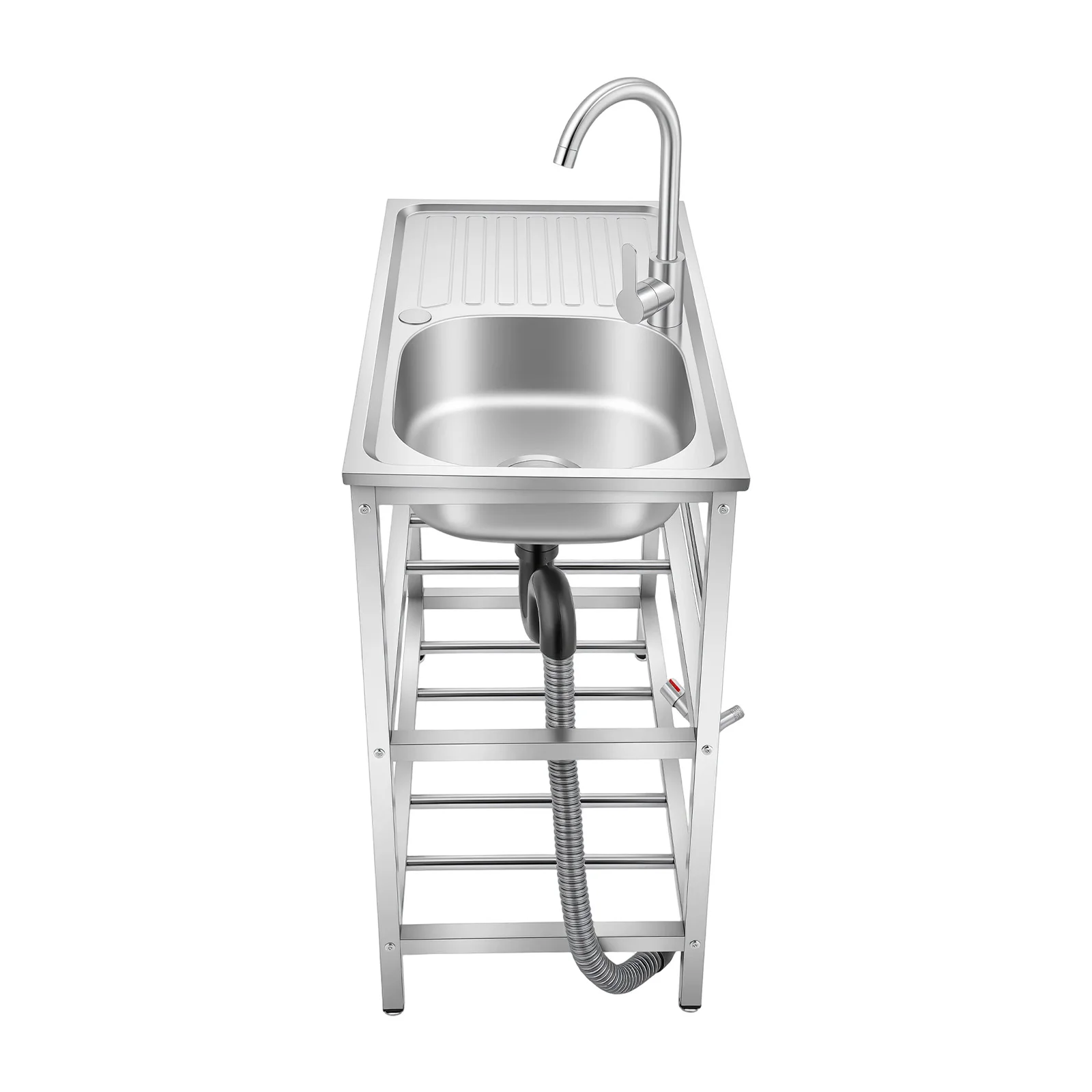 Stainless Steel Kitchen Utility Sink Freestanding Outdoor Kitchen Sink With Faucet Single Bowl For Washing Utensils, Ingredients