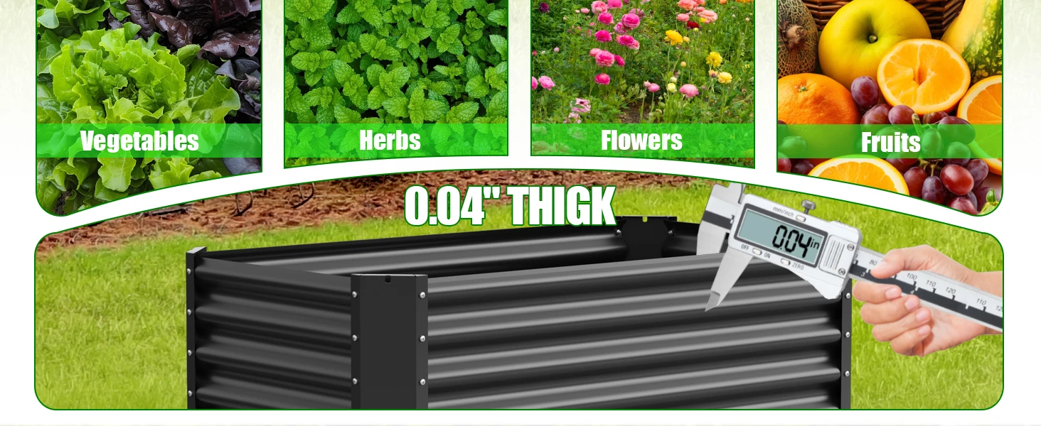 VELPAX Metal Raised Garden Strap, 122x61x61 cm, Weather Resistant Outdoor Vegetable Trap, Rectangular
