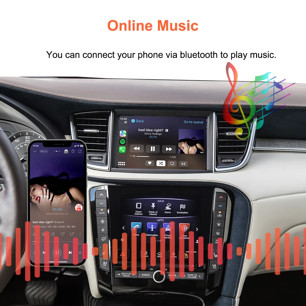 Carplay Module without thread Bonroad for Infiniti, double screen 8 inches, 2015-2019 Q50 Q60 Q50L QX50 Android Auto Airplay Mirror ink Box