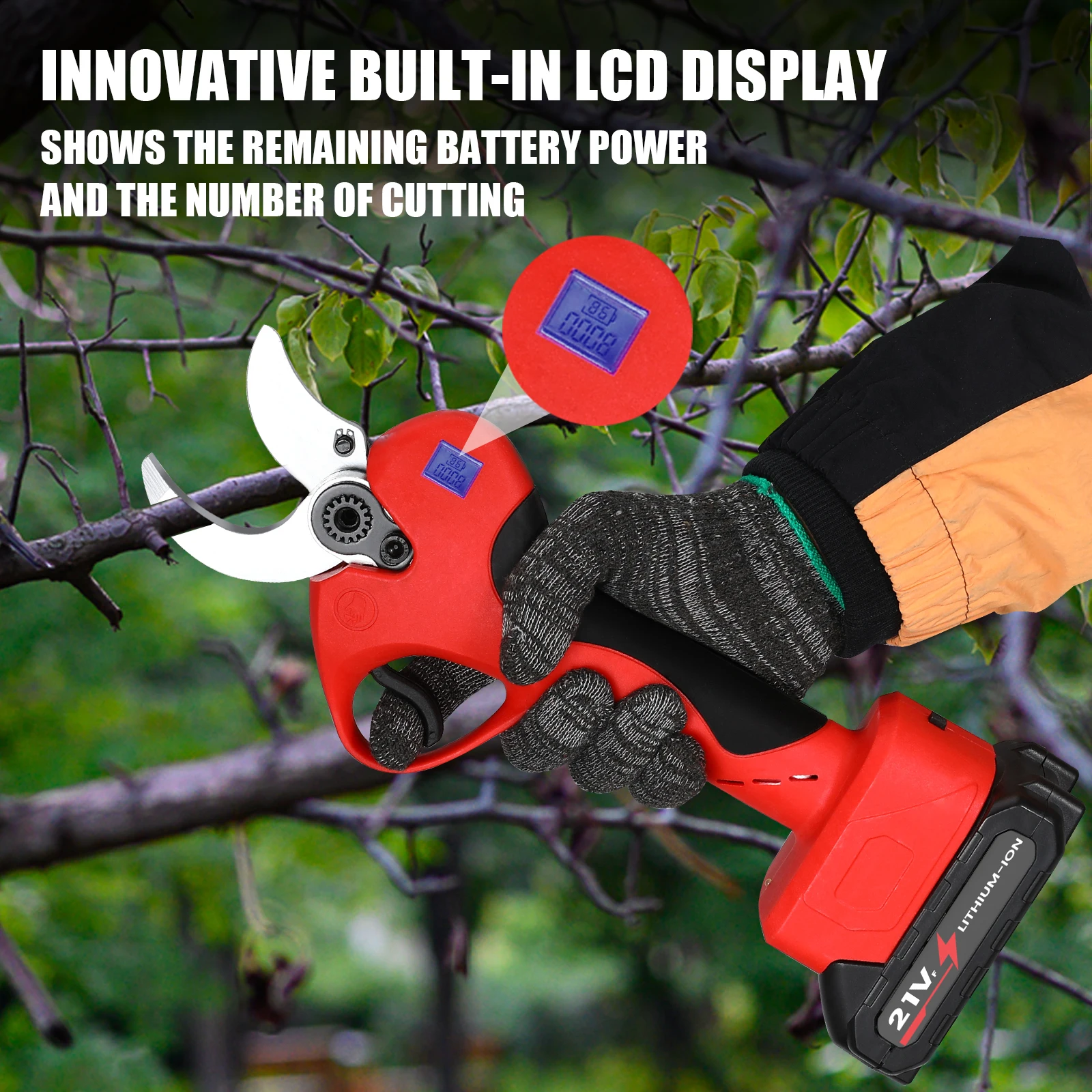 40MM Electric Brushless Pruning Shears Cordless Electric Pruning Battery Powered Tree Branch Pruner Electric Garden Scissors