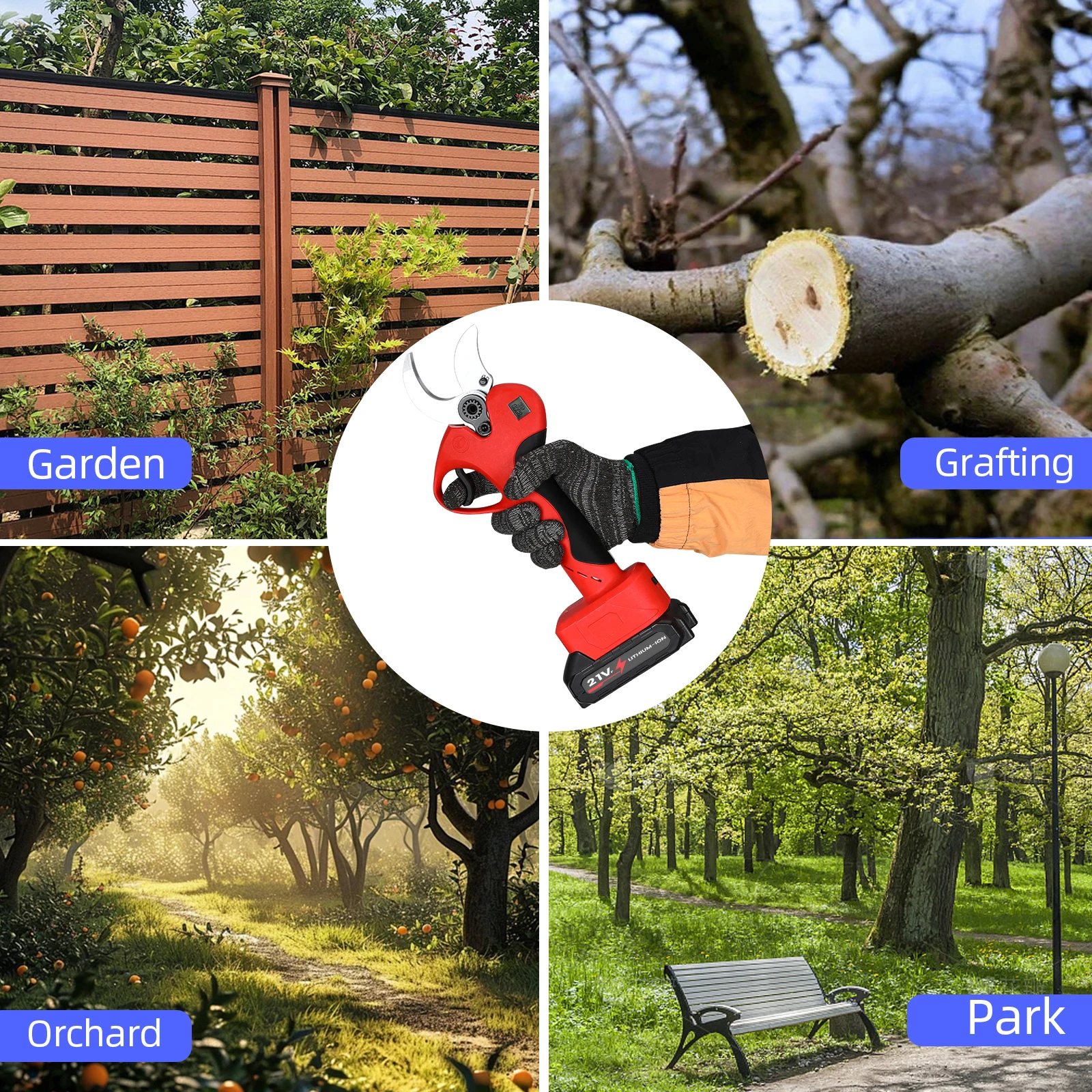 40MM Electric Brushless Pruning Shears Cordless Electric Pruning Battery Powered Tree Branch Pruner Electric Garden Scissors
