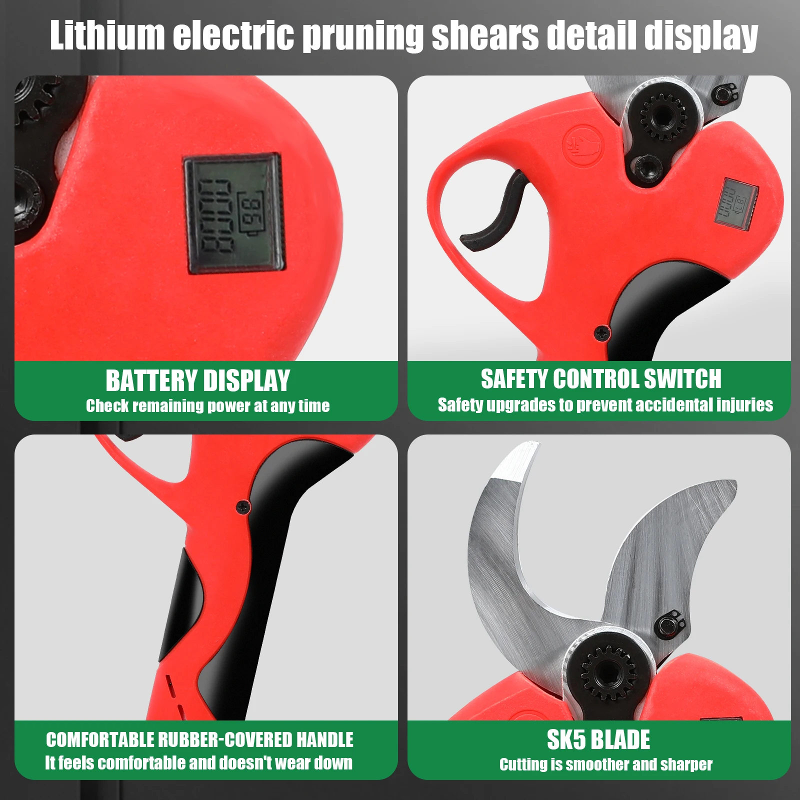 40MM Electric Brushless Pruning Shears Cordless Electric Pruning Battery Powered Tree Branch Pruner Electric Garden Scissors