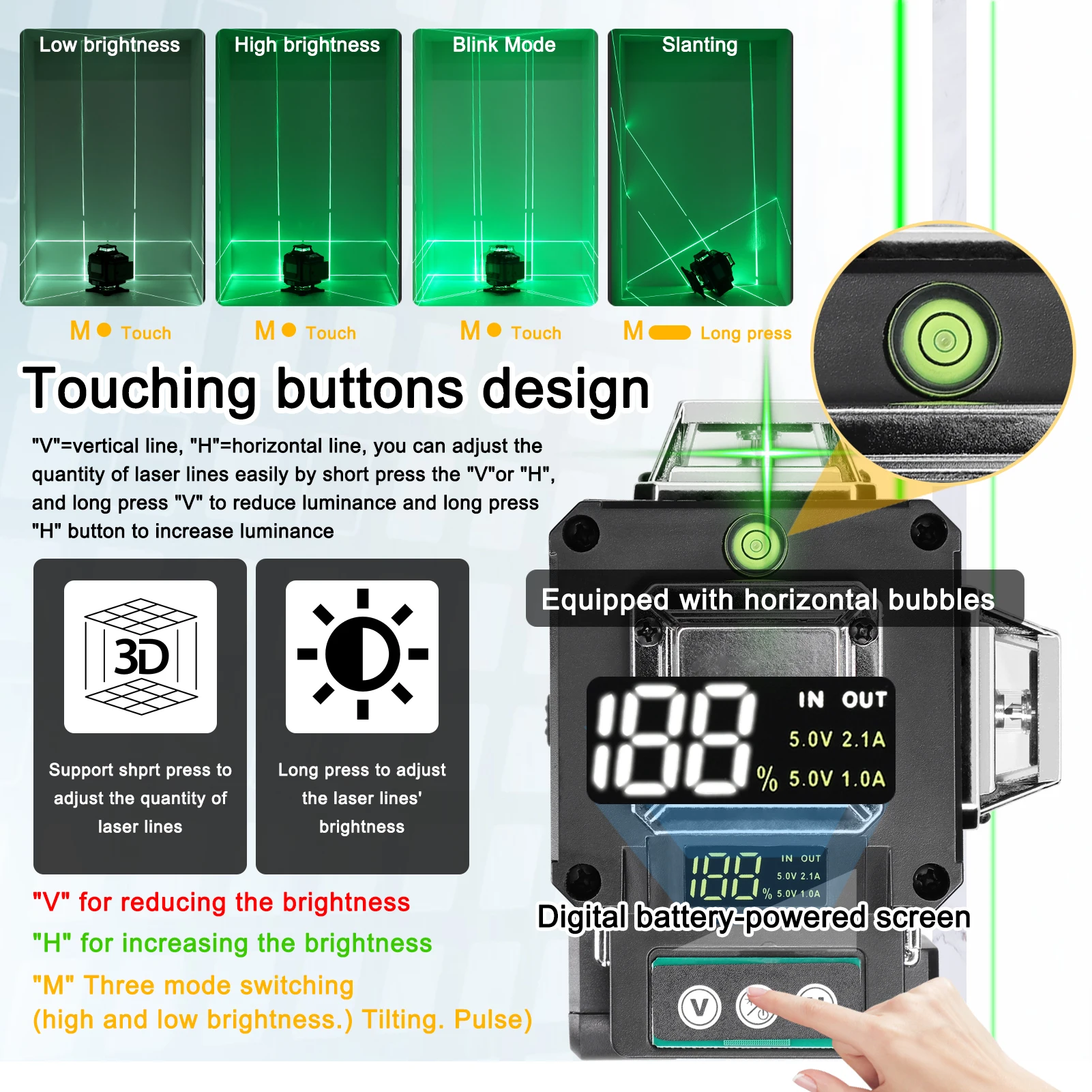 16 Lines Laser Level 3° Self-leveling Machine Rechargeable Lithium Battery Leveling Tool with 1.2m Adjustable Tripod Stand