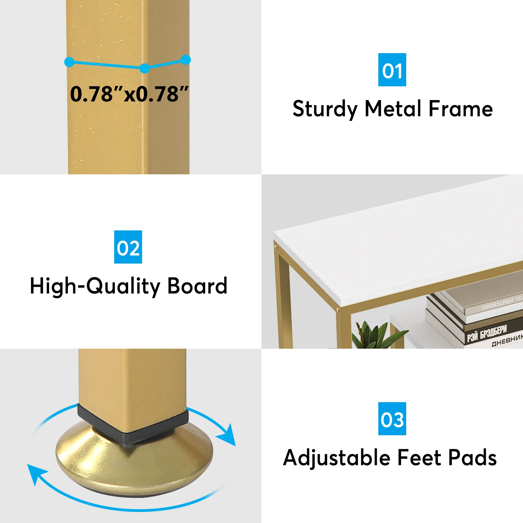 Tribesigns 180 cm High Gold Bookcase, Modern Freestanding Bookcase with 11 Open Storage Shelves, High Display Bookshelves
