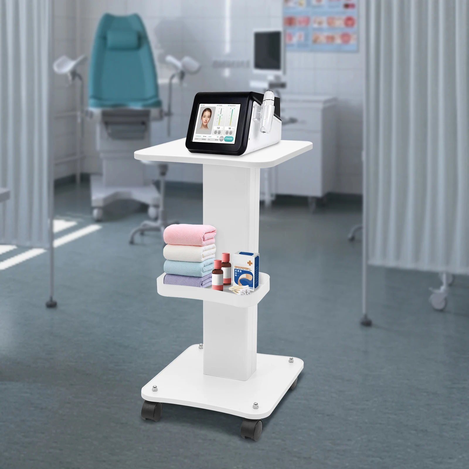 Beauty Cart Mobile Beauty Trolley with Storage Basket Wheels for Salon Hospital Hairdresser Beauty Instrument Storage