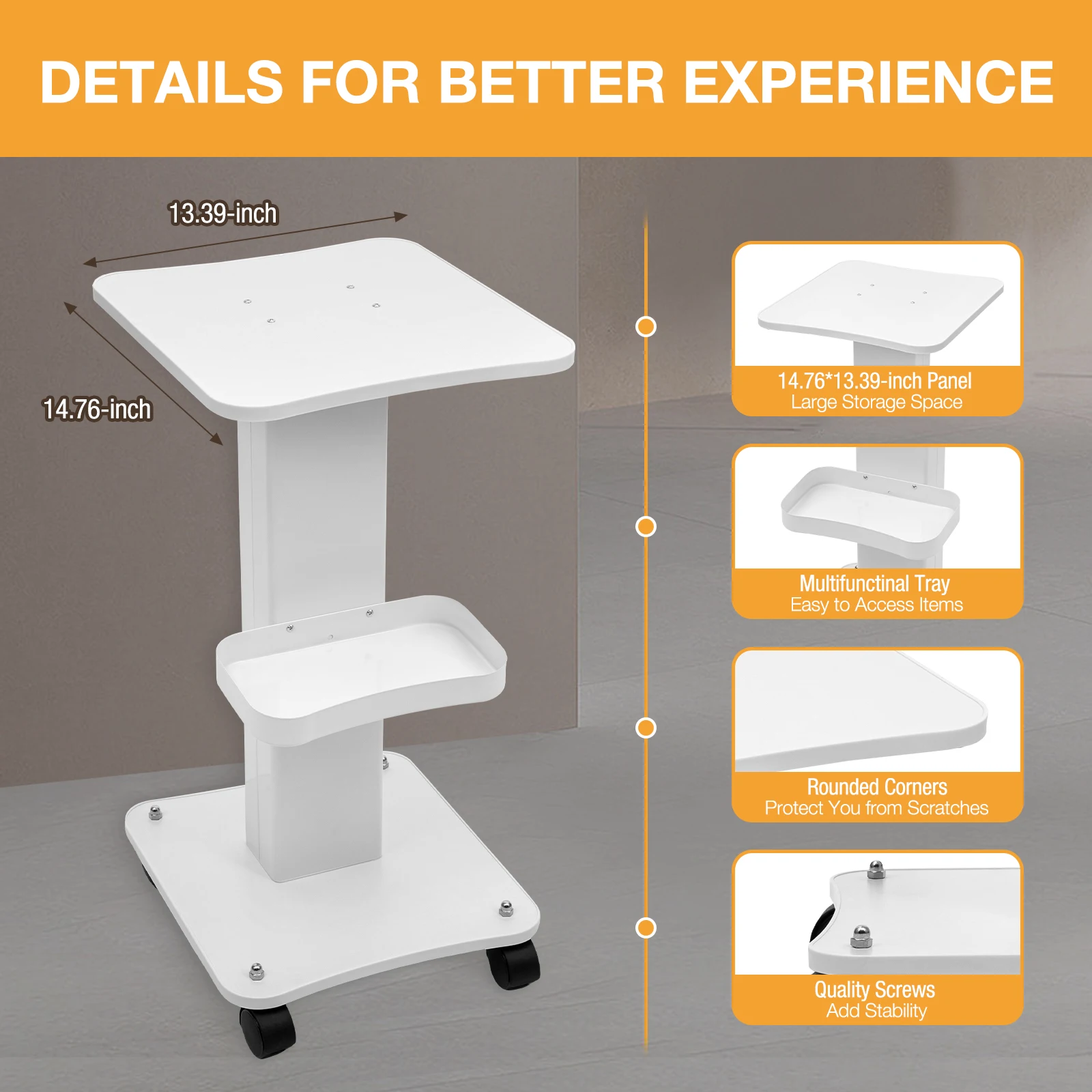 Beauty Cart Mobile Beauty Trolley with Storage Basket Wheels for Salon Hospital Hairdresser Beauty Instrument Storage