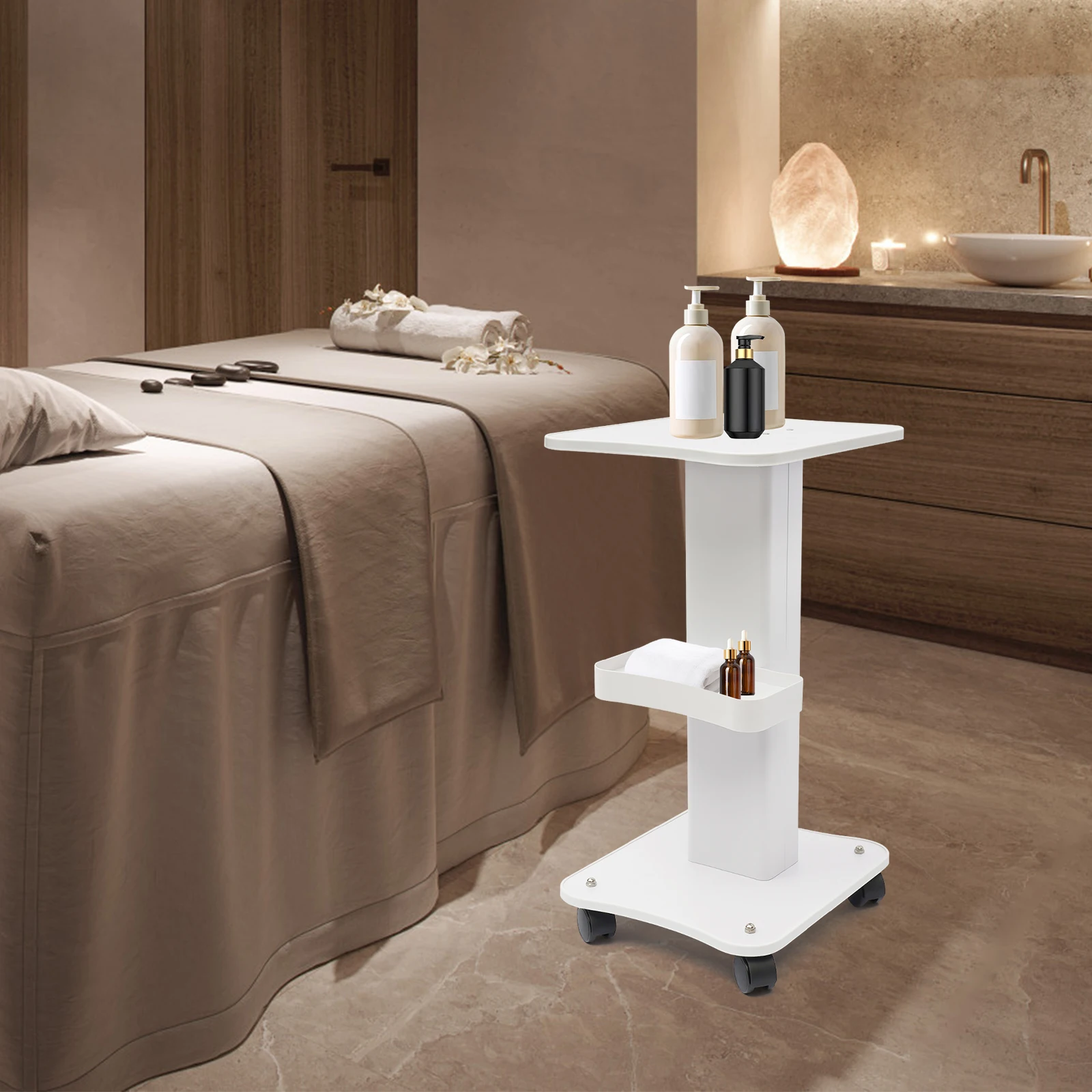Beauty Cart Mobile Beauty Trolley with Storage Basket Wheels for Salon Hospital Hairdresser Beauty Instrument Storage