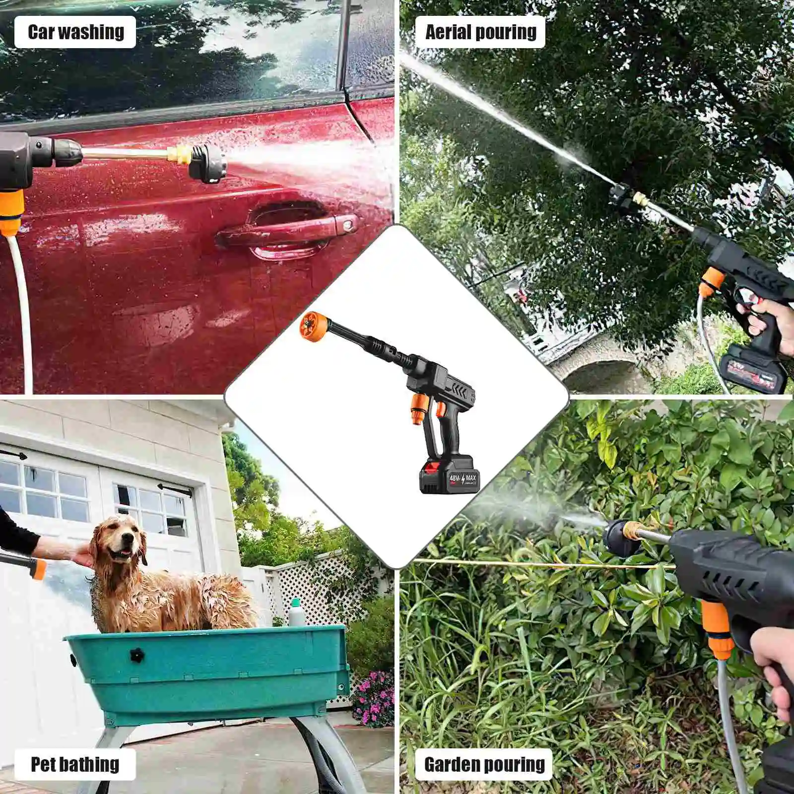 For Makita 18V Battery, 6-in-1 Cordless High Pressure Washer, Electric Garden Spray Water Gun for Car and Patio Cleaning