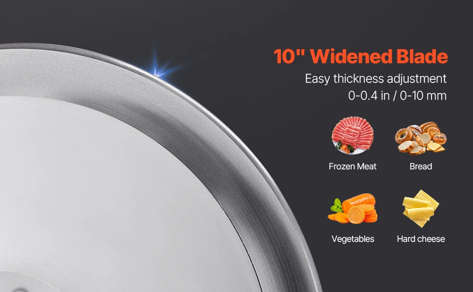 SucceBuy 10 inch Commercial Meat Slicer Electric Deli Food Slicer 180W Meat Cutter w/ Premium 65Mn Blade Food Slicer Machine