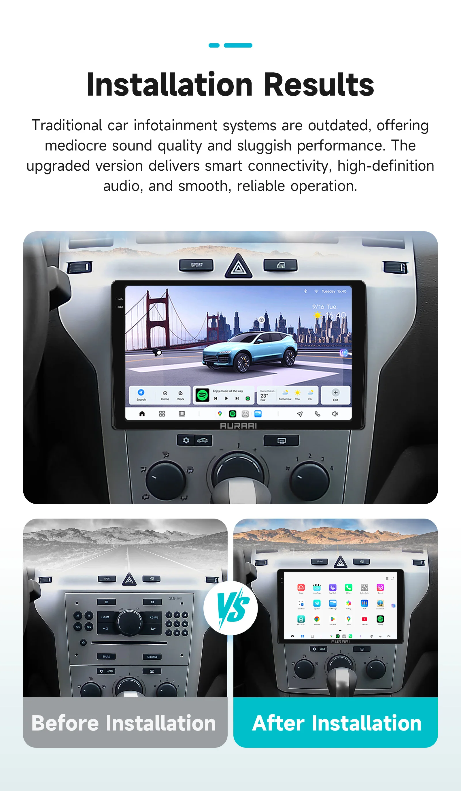 AURAAI 9inch Navigation Car Radio For Opel Zafira B Astra H 2005-2014 Intelligent Systems Carplay 2din Android 14 BT 360 Camera