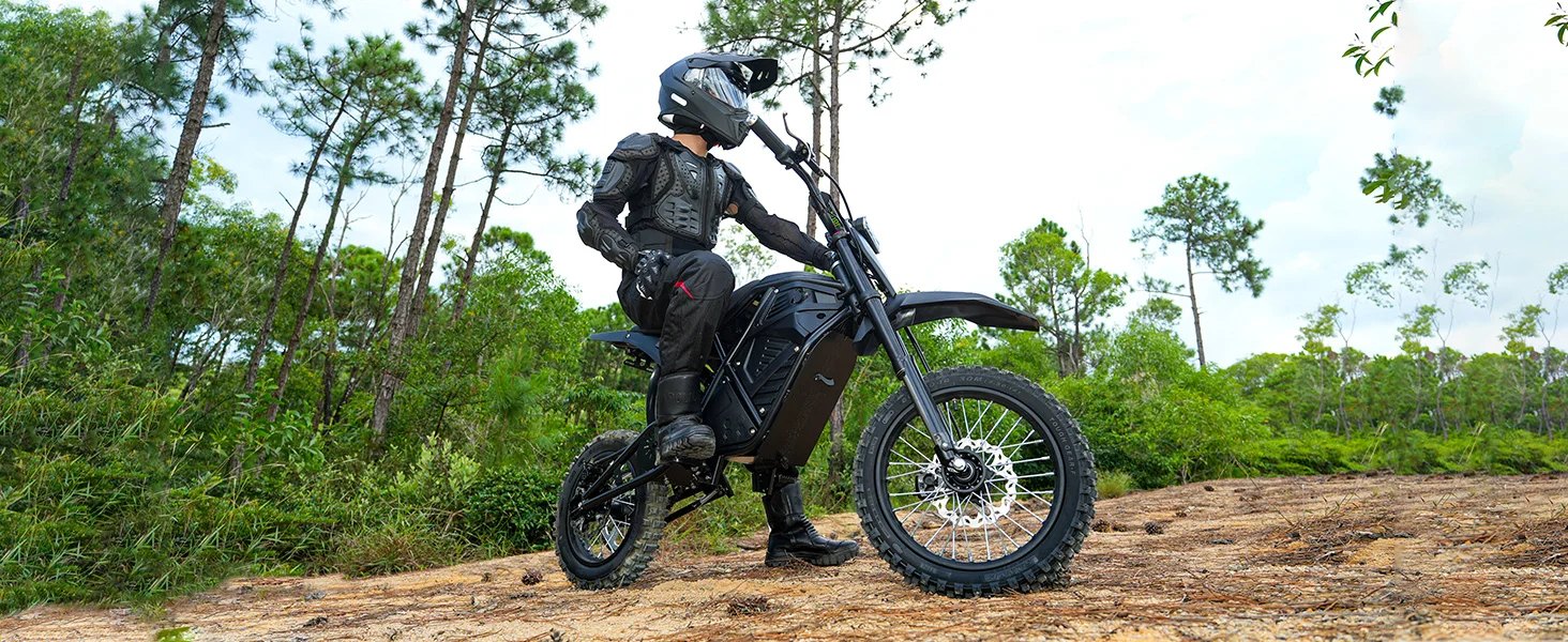 Electric Dirt Bike Vipcoo H3 3500W 48V 23Ah Electric Motorcycle Fat Tire Nitrogen Suspension E Dirt Bike for Teens and Adults