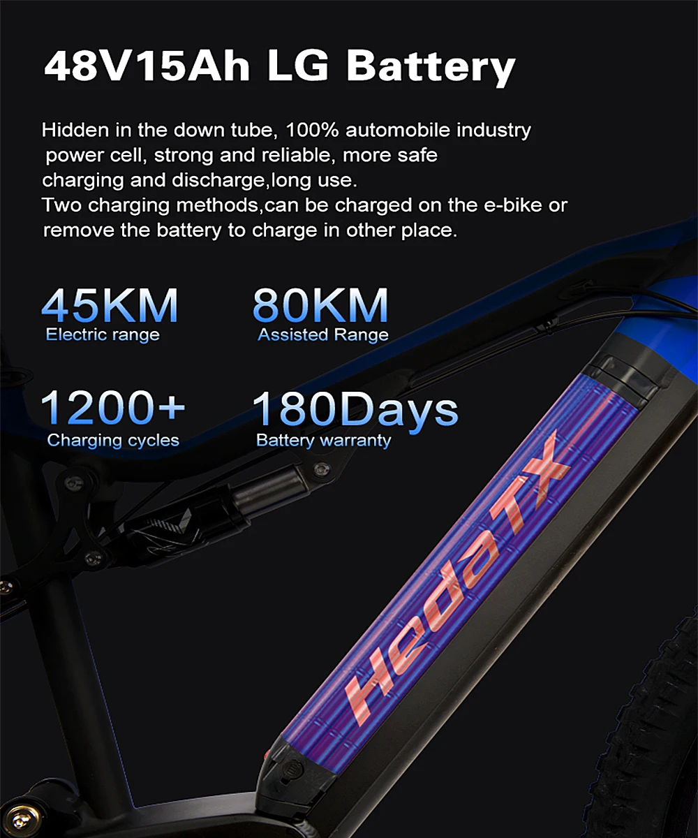 HedaTX TX11 Mid Motor 1000W Electric Bike 48V 15.6Ah Torque Sensor Adult Ebike 27.5" Powerful Electric Bicycle 45KM/H E Bike