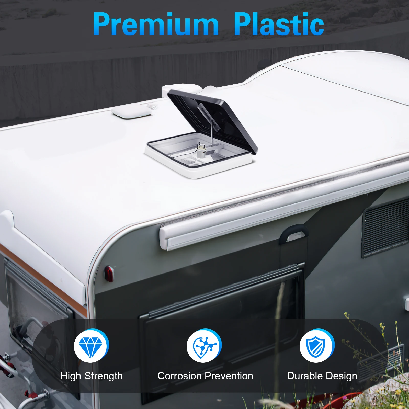 Universal Roof Vent Skylight with Screen Window 14x14 Inch Dustproof And Waterproof for RV Standard Size 42x42 Cm
