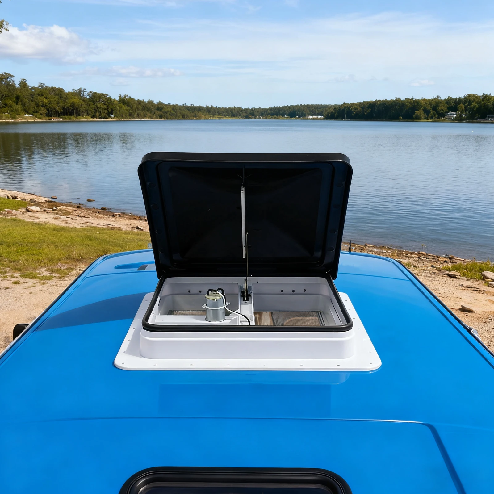 Universal Roof Vent Skylight with Screen Window 14x14 Inch Dustproof And Waterproof for RV Standard Size 42x42 Cm