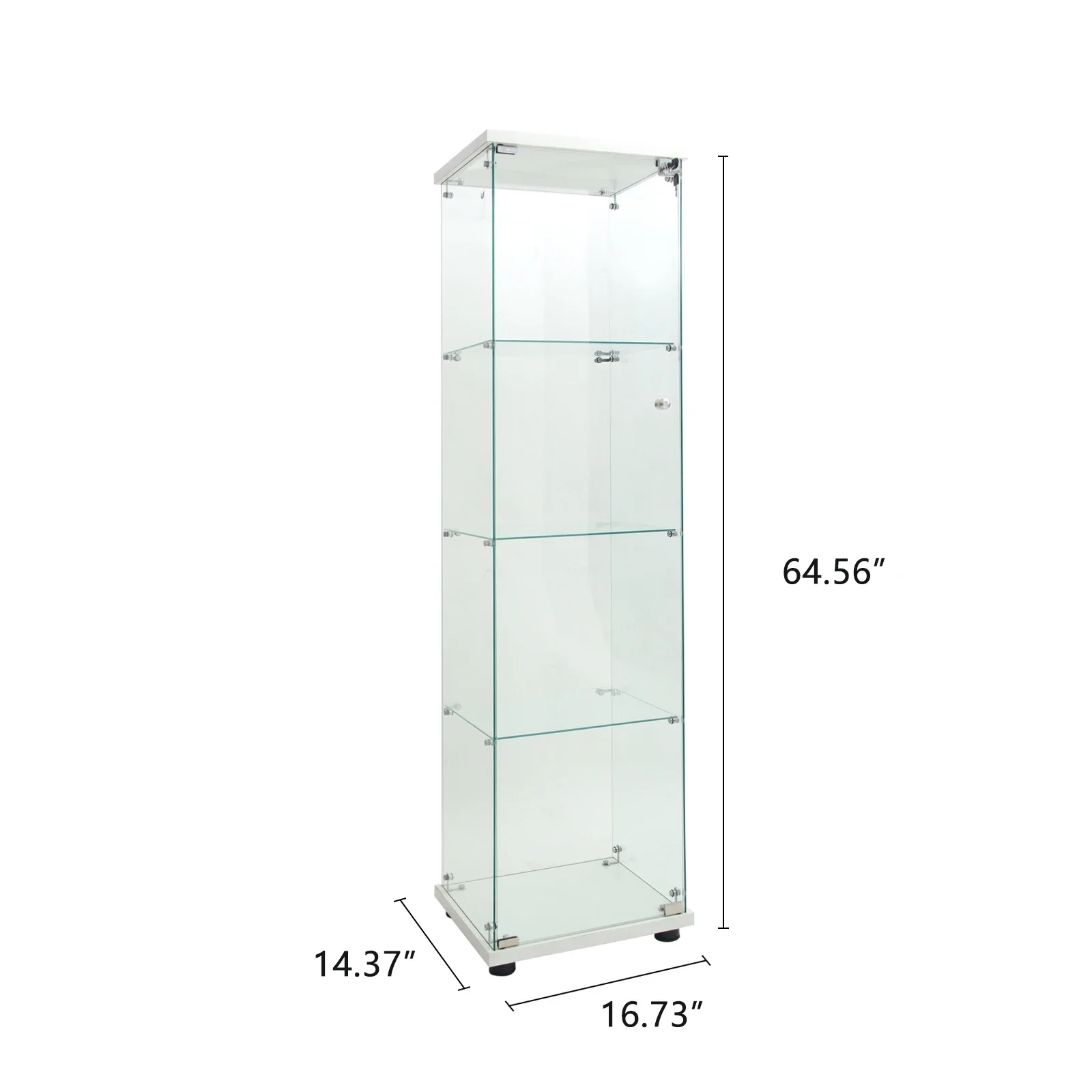 Rosahqnda Glass Display Cabinet Standing Display Cabinet 163.5cm Transparent Furniture Figure Glass Display Case Living Room Bar