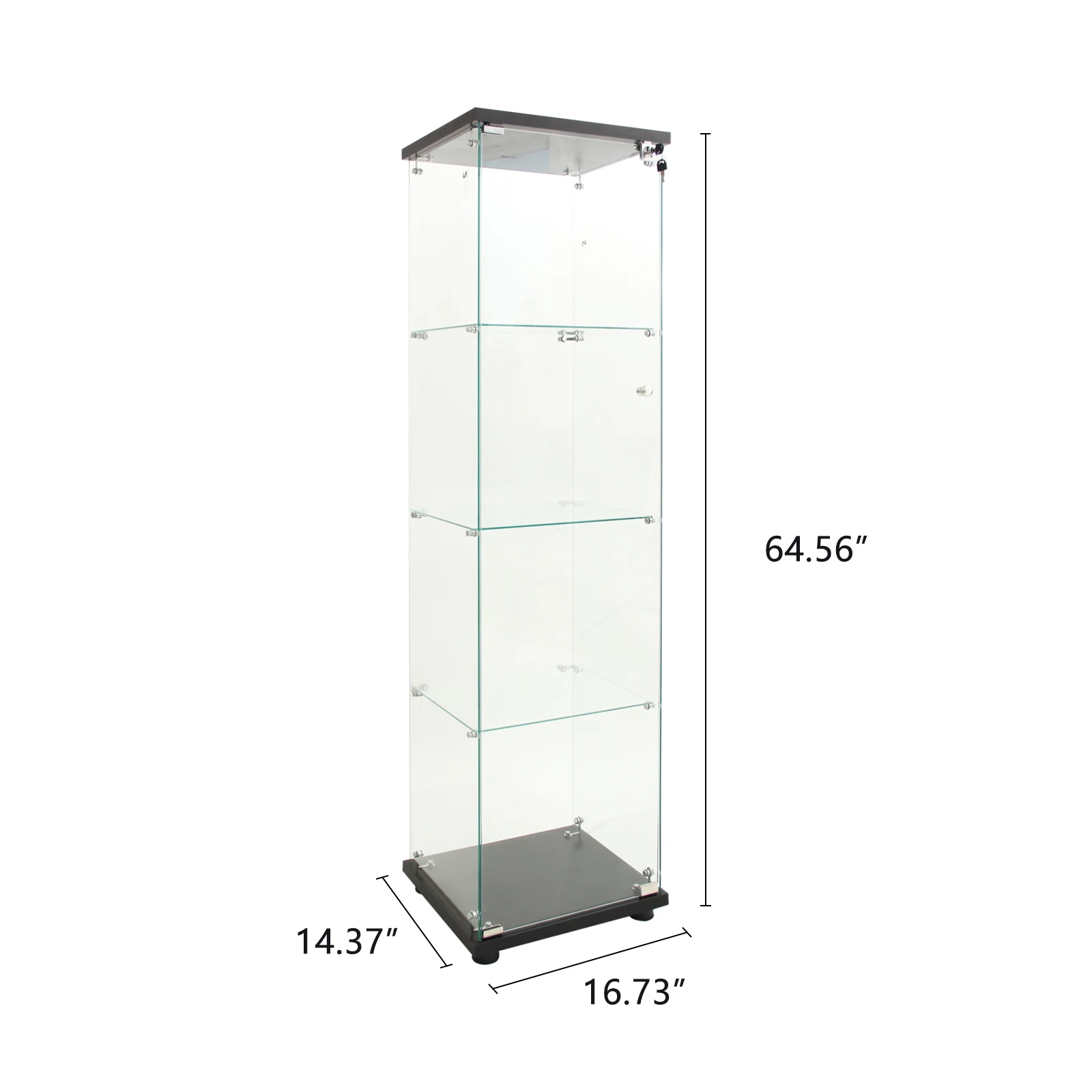 Rosahqnda Glass Display Cabinet Standing Display Cabinet 163.5cm Transparent Furniture Figure Glass Display Case Living Room Bar