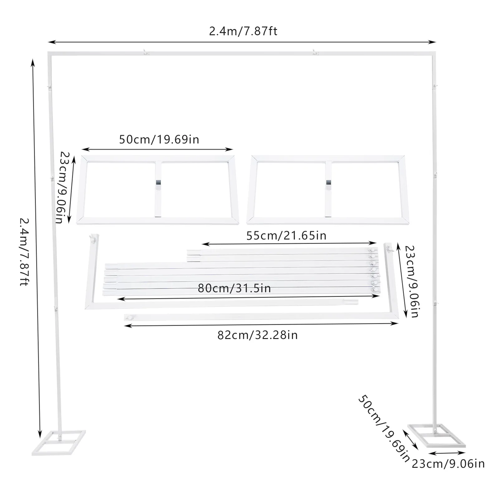 Wedding Backdrop Stand 2.4*2.4m 11Lbs Load Iron Backdrop Frame Adjustable Wedding Background Stand for Party Event