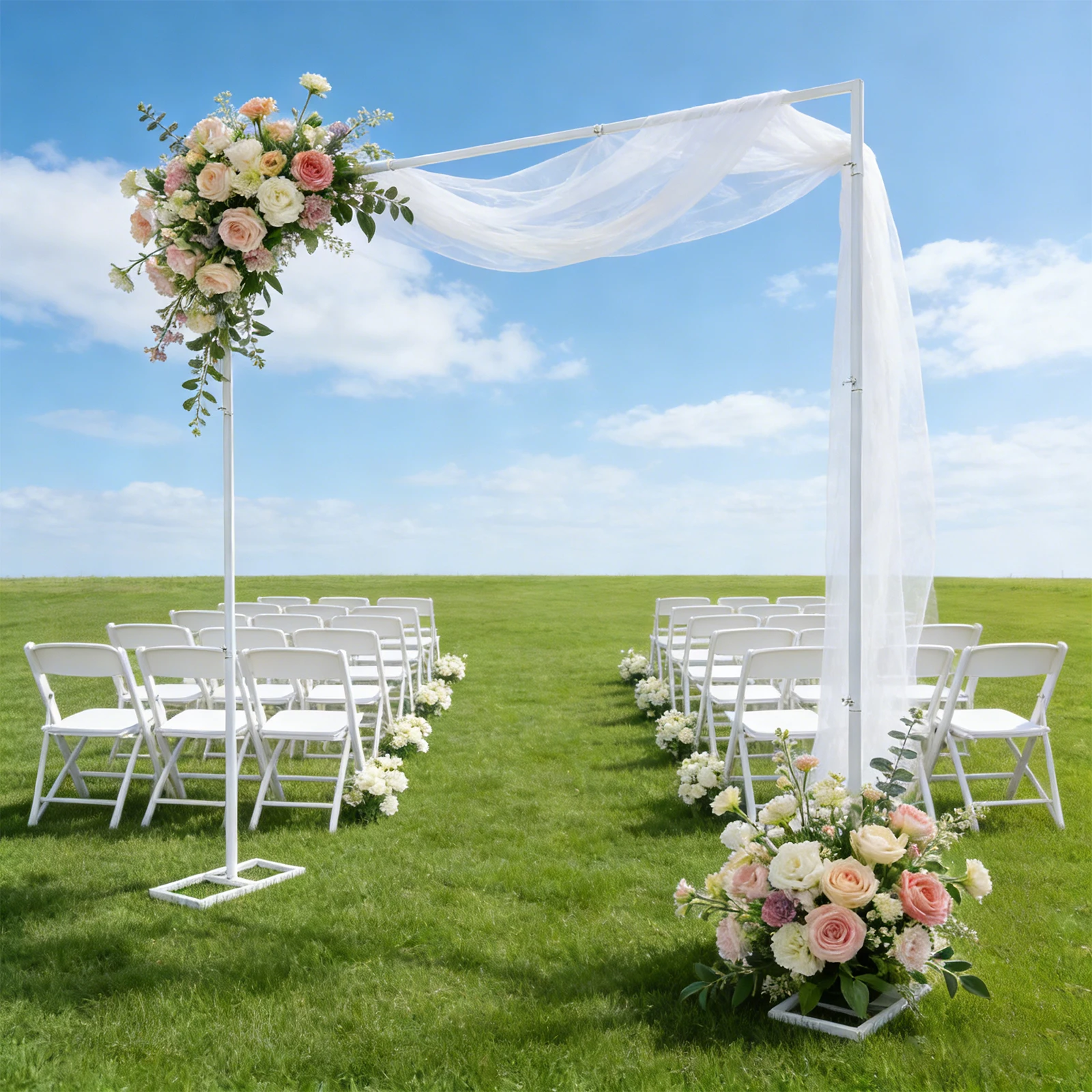 Wedding Backdrop Stand 2.4*2.4m 11Lbs Load Iron Backdrop Frame Adjustable Wedding Background Stand for Party Event