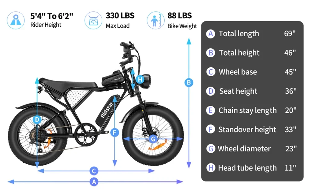 Ridstar Q20 48V 1000W 15Ah Electric Bike Adult Fat Tire E Bike 60KM Electric Bicycle 20 Inch Moped-Styled Ebike 45KM/H Motorbike