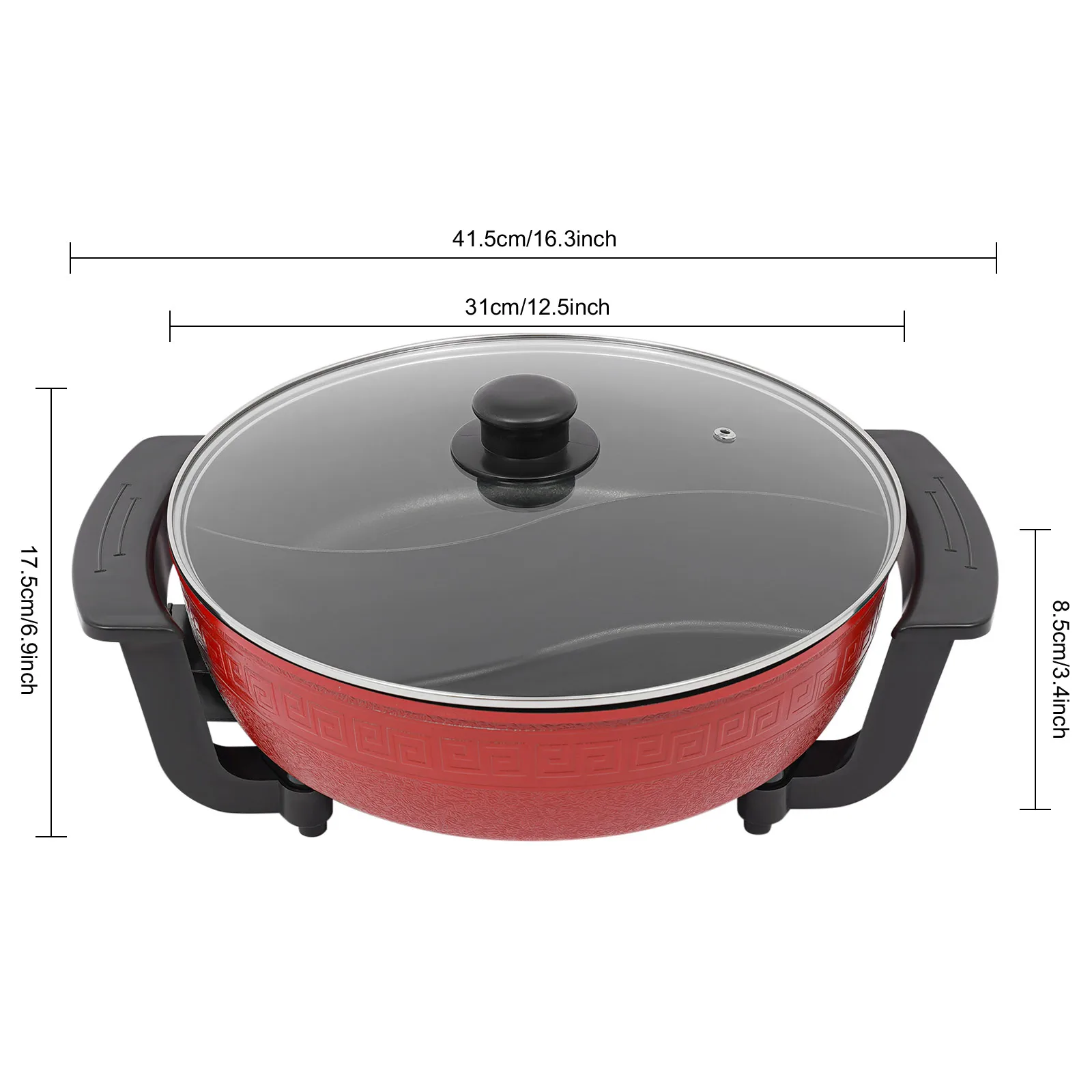 Household Hot Pot Electric Hotpot 1360W 6L Multi-function Cooking Pot with 5 Temperature Levels for Family Gathering