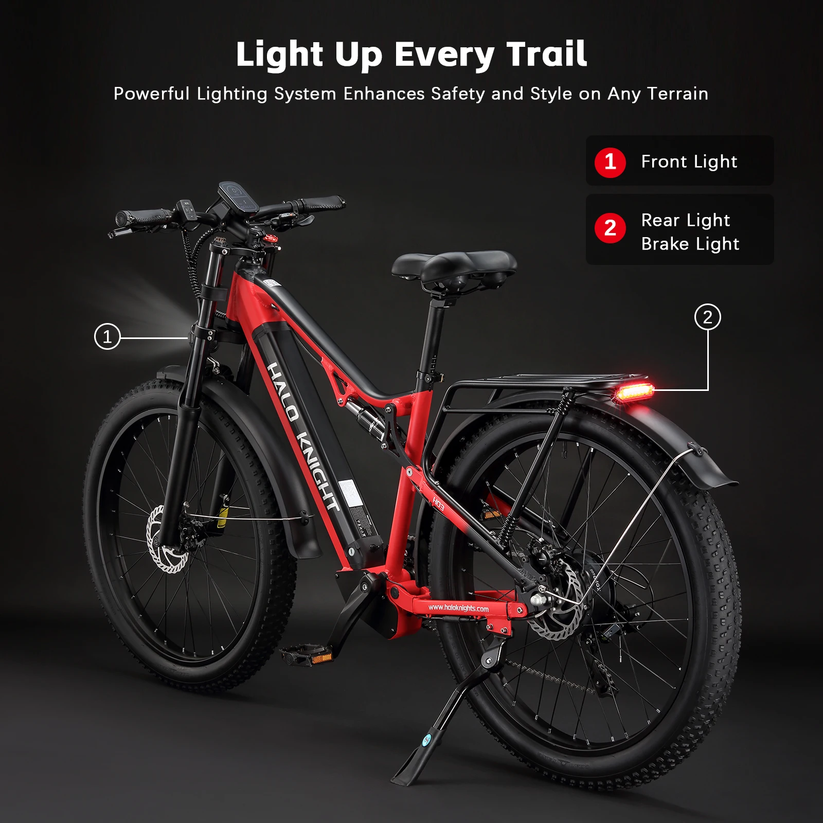 HALO KNIGHT H03 48V 1000W 19.2Ah Electric Bikes Fat Tire Adult Ebike 45km/h Electric Bicycles Hydraulic Brake Electric Motorbike