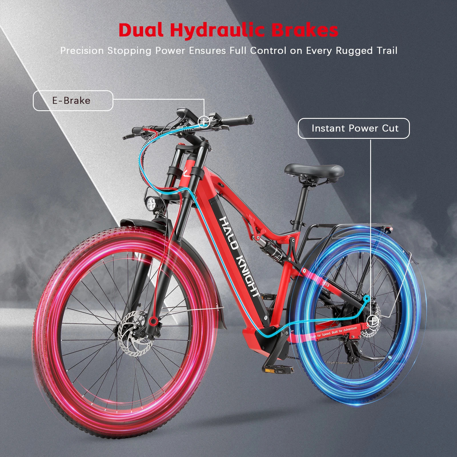 HALO KNIGHT H03 48V 1000W 19.2Ah Electric Bikes Fat Tire Adult Ebike 45km/h Electric Bicycles Hydraulic Brake Electric Motorbike