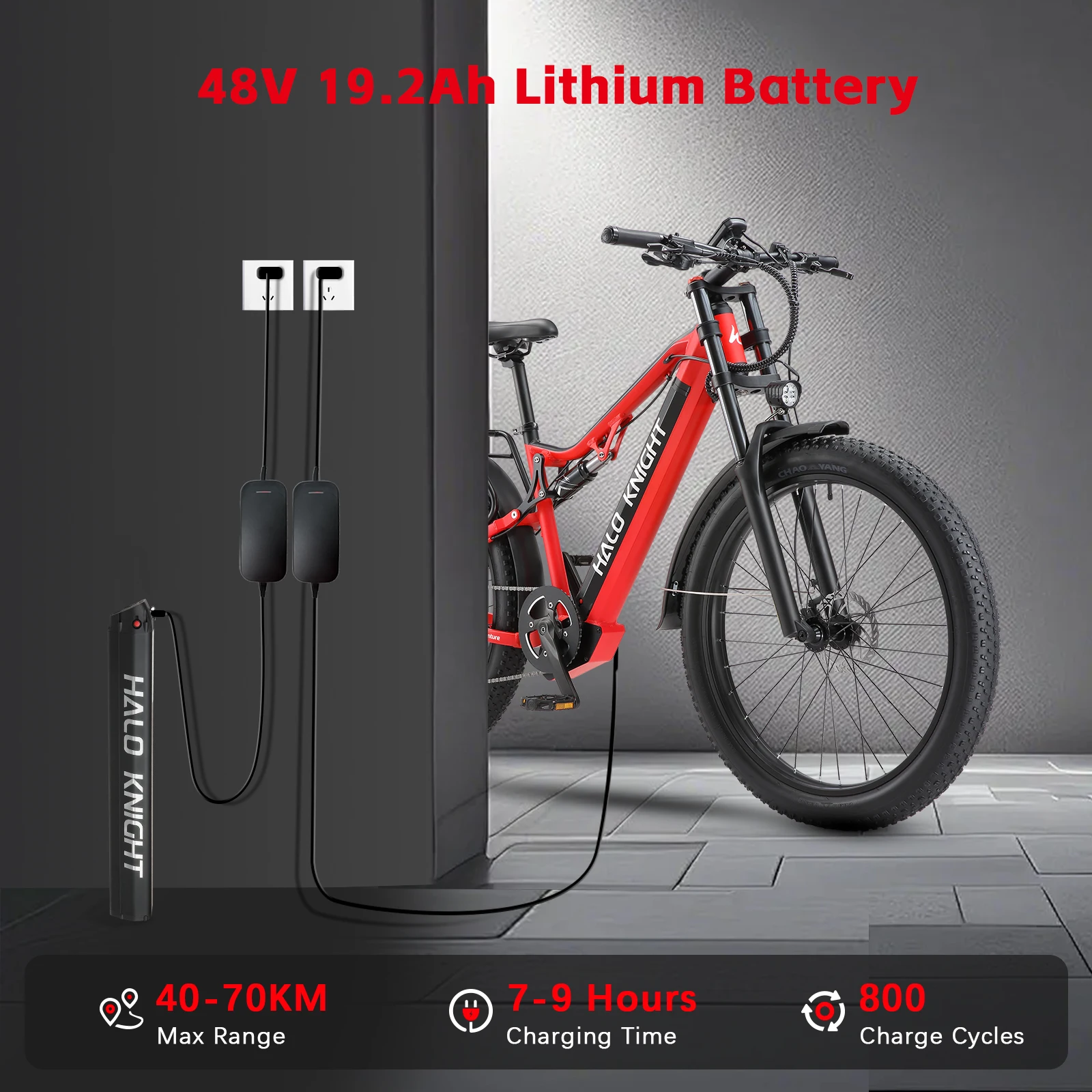 HALO KNIGHT H03 48V 1000W 19.2Ah Electric Bikes Fat Tire Adult Ebike 45km/h Electric Bicycles Hydraulic Brake Electric Motorbike