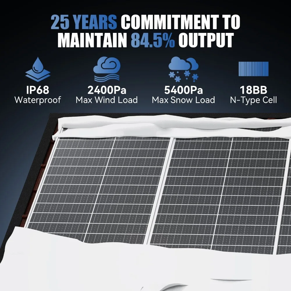 Rvpozwer 12.8V 400W/200W/100W 18BB Rigid Solar Panel Monocrystalline Silicon N-Type Solar Cells Waterproof Camping/Home/RV