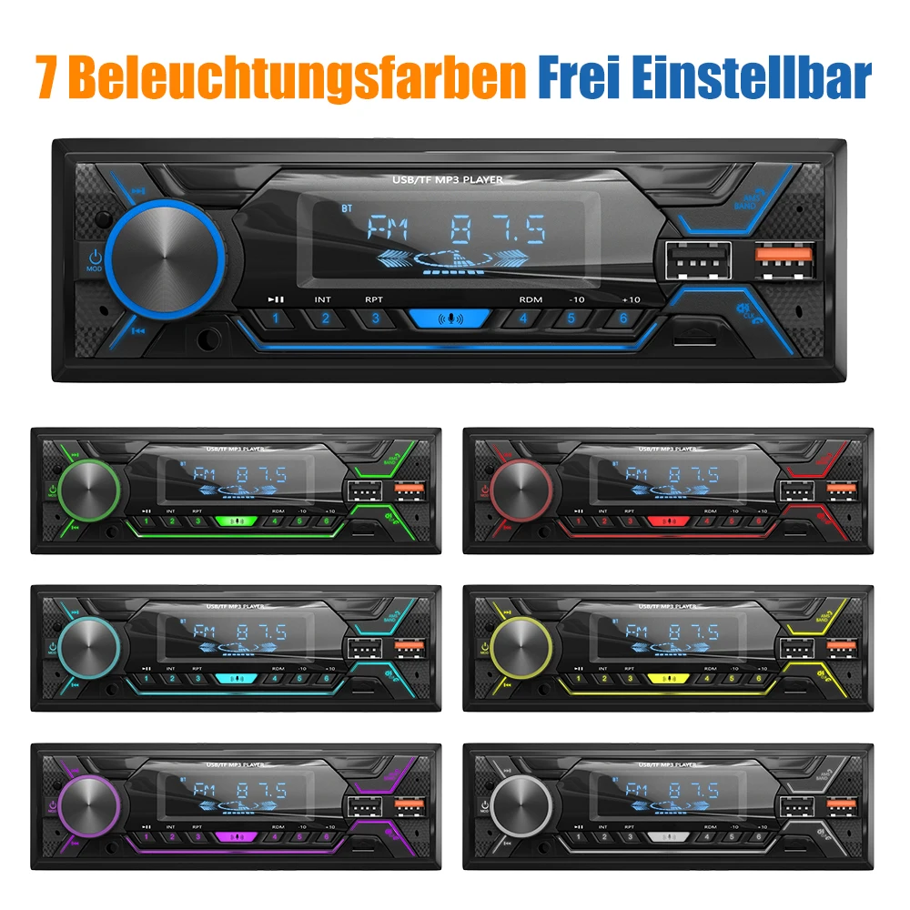 MOPECT DAB+ Single 1 DIN Car Radio Bluetooth Stereo MP3 Player 2USB/TF/FM/AUX Head Unit MP3 Player In-dash Remote Control Non CD