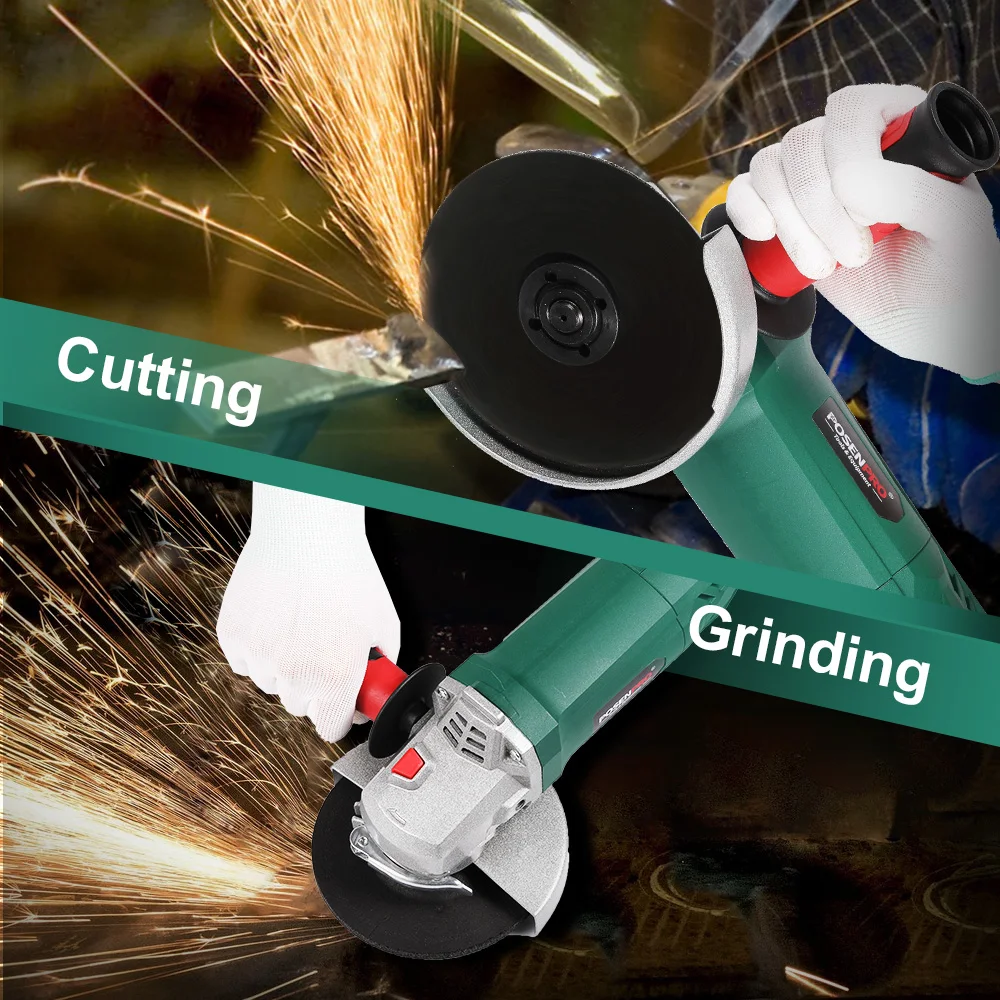 1100W 125mm Electric Angle Grinder 6 Speed Control Variable Speed Toolless Guard Cutting Grinding Metal Stone Power Tools