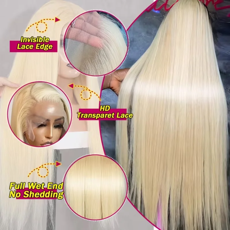 30 32 Inch 200% Density 613 Hd Lace Frontal Wig 13x6 13x4 Blonde Lace Front Wig Brazilian Straight Human Hair Wig Pre Plucked