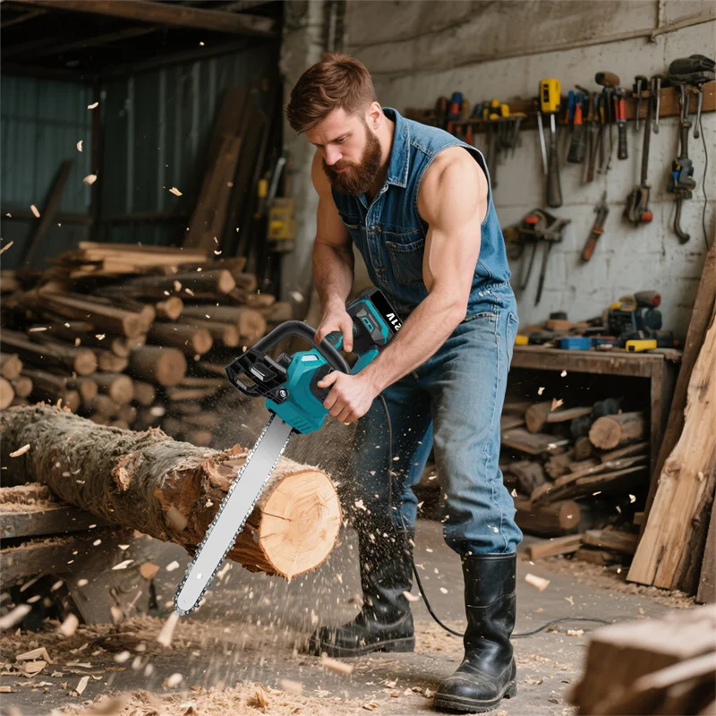 Bromose 12 Inch 3000W Brushless Electric Chainsaw Logging Saw Pruning Woodworking Garden Power Tool For Makita 18V Battery