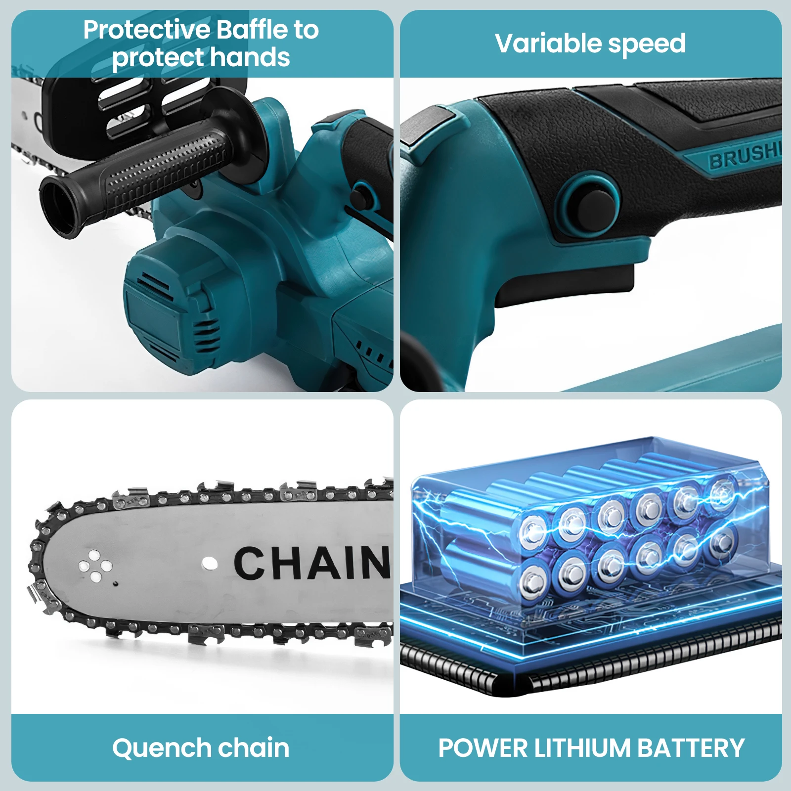 12-Inch Brushless Cordless Chainsaw, 0-8000RPM, Compatible with Makita 18V Battery,30cm Cutting Capacity for Wood & Tree Pruning