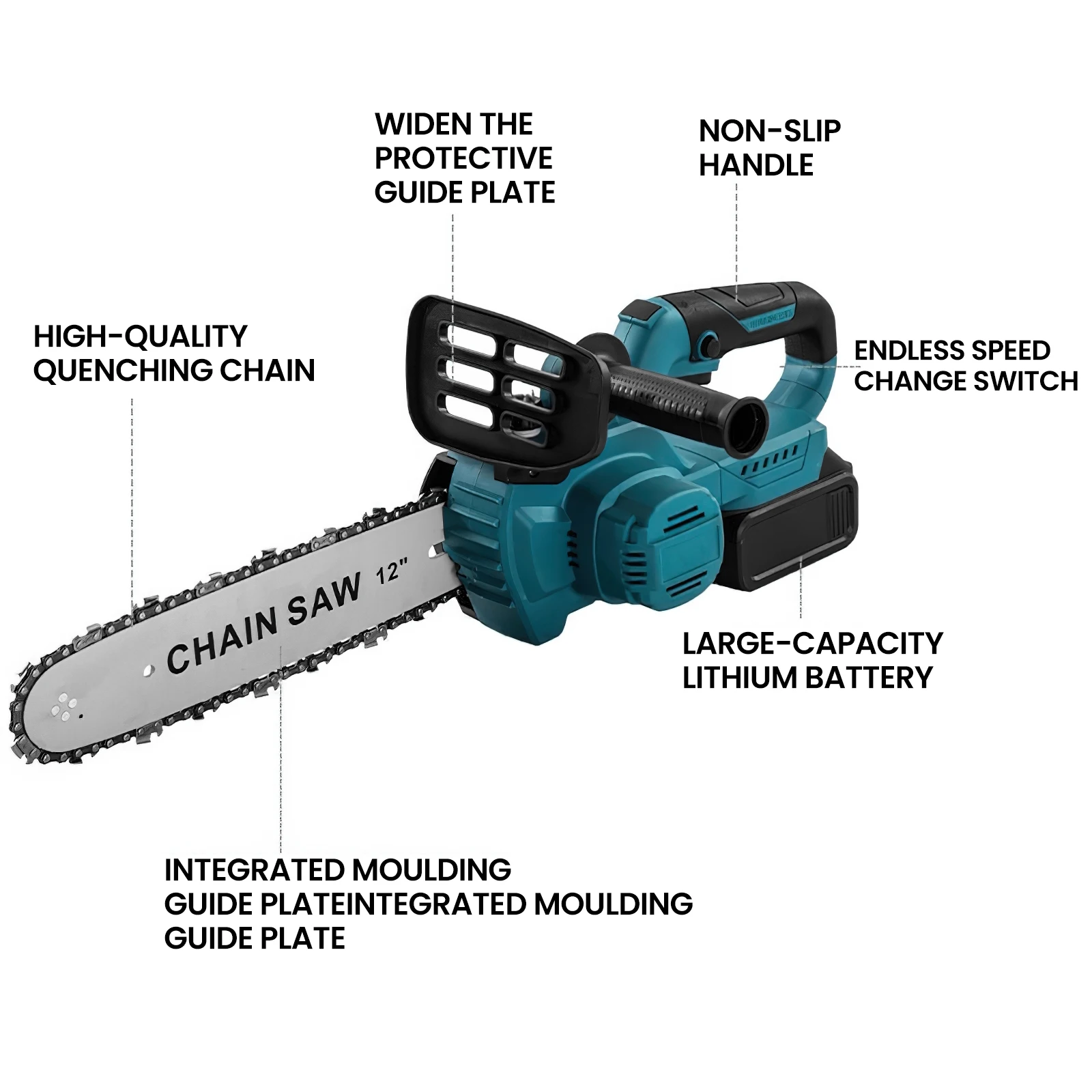 12-Inch Brushless Cordless Chainsaw, 0-8000RPM, Compatible with Makita 18V Battery,30cm Cutting Capacity for Wood & Tree Pruning