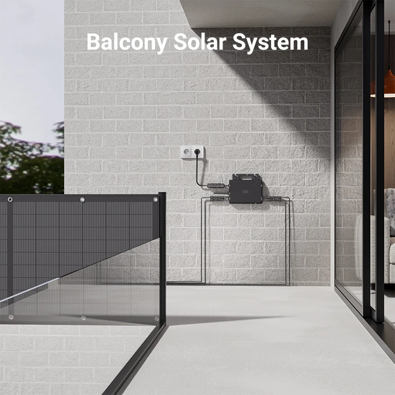800W Balcony Solar System Kit with Micro Inverter, 4×200W Flexible Solar Panels, Plug & Play, WiFi APP Monitoring